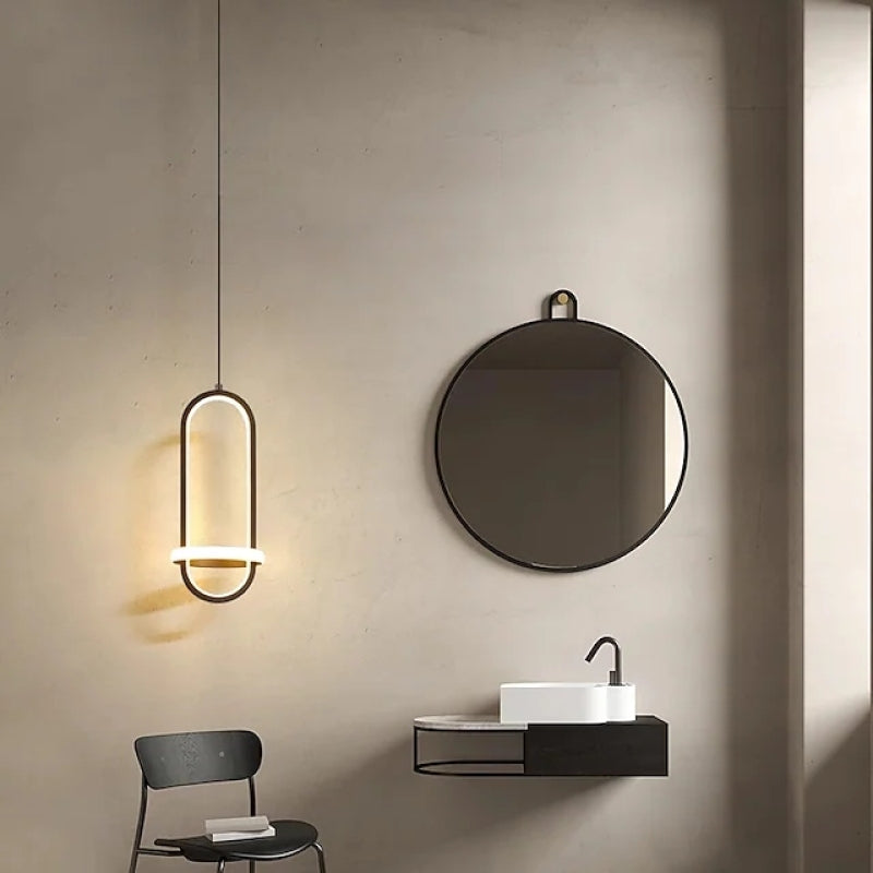 Modern Ellipse Pendant Light Metal Dimmable for Bedside