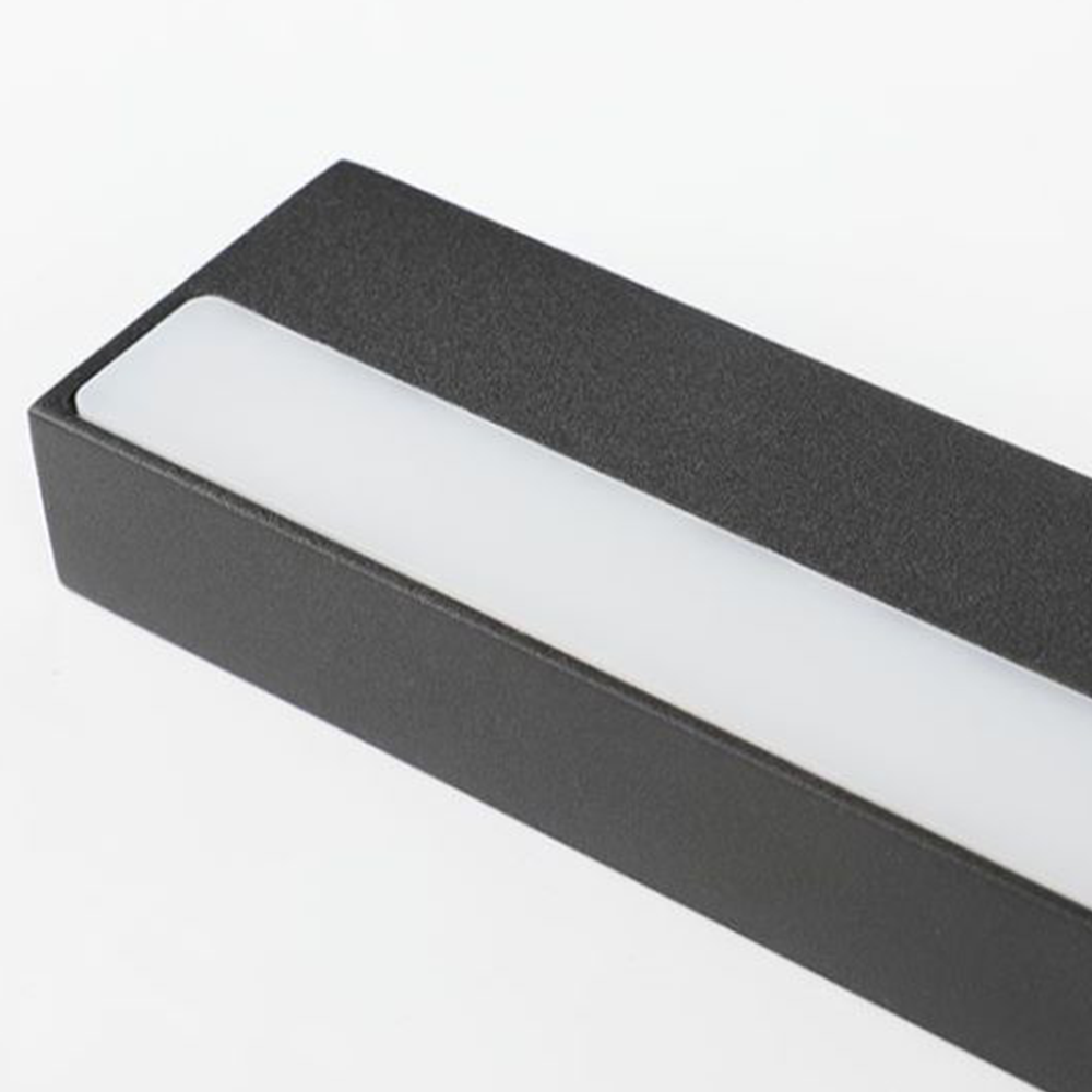 Arisha Modern Rectangular Linear Mirror Front Wall Lamp, Black