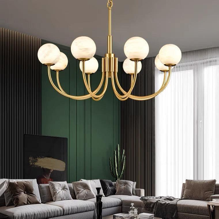Alabaster Modern Brass Chandelier