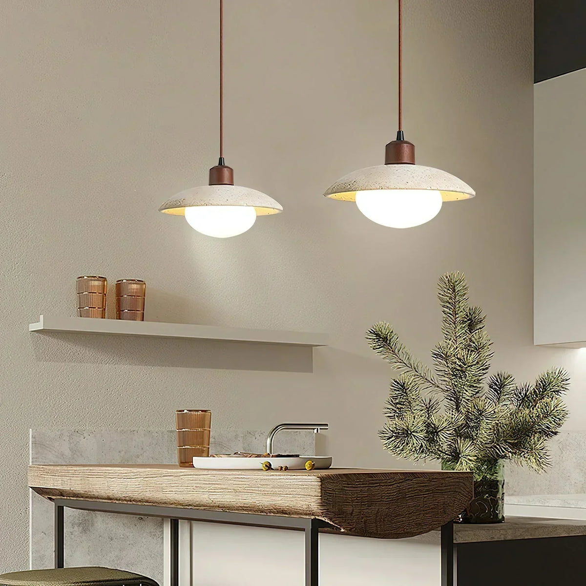 Travertine Glass Noah Disc Pendant Lamp