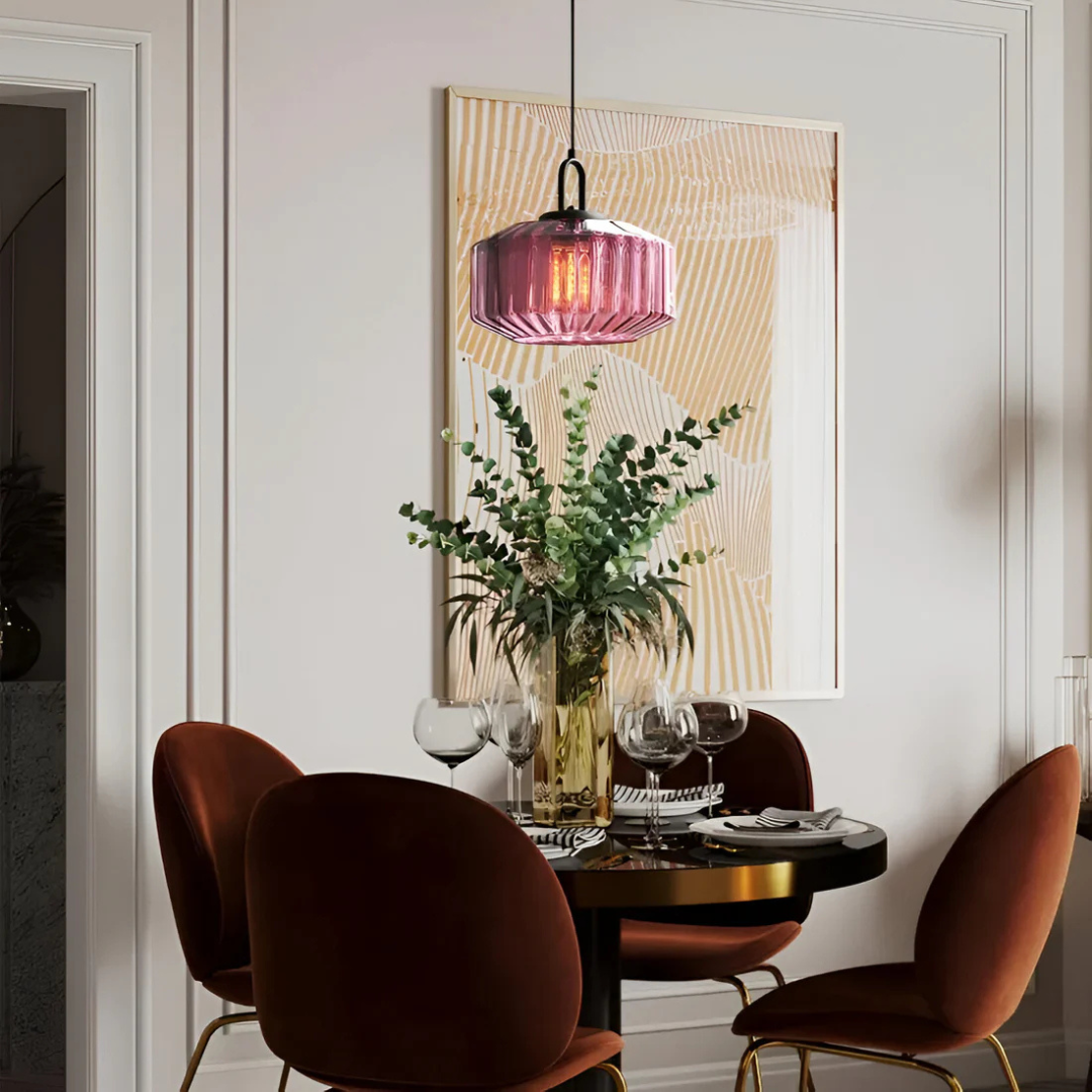 Vintage Striped Glass Pendant Light