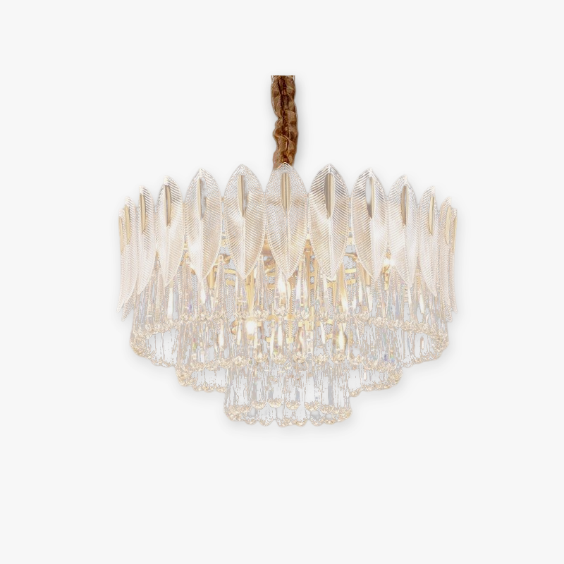 Modern Chandelier Ceiling Light With Feather Crystal Design