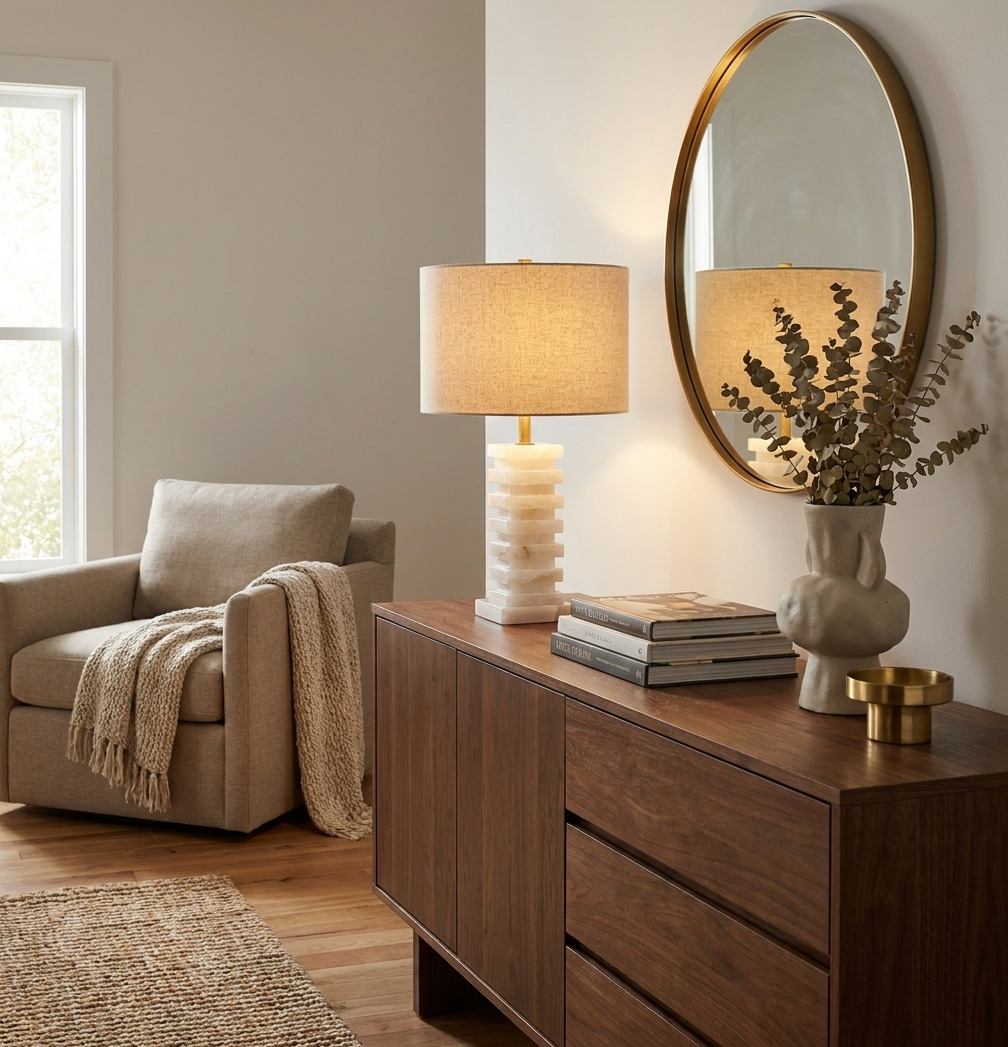 Stacked Alabaster Table Lamp