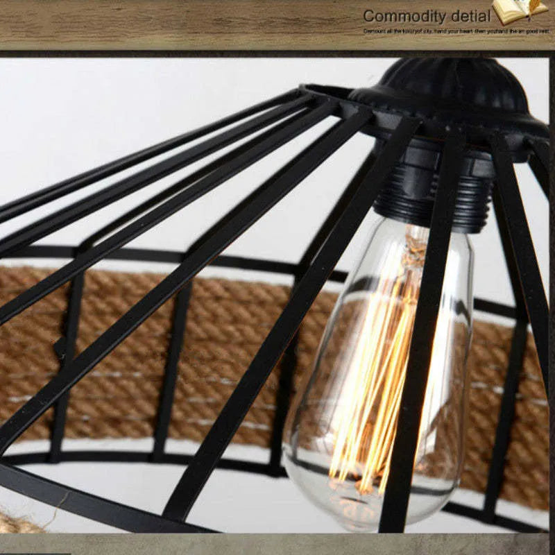 Epoch Retro Rope Metal Pendant Light, Black