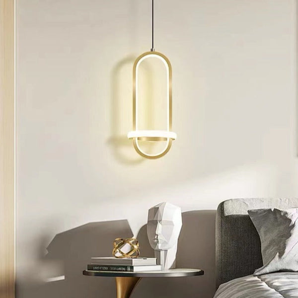 Modern Ellipse Pendant Light Metal Dimmable for Bedside