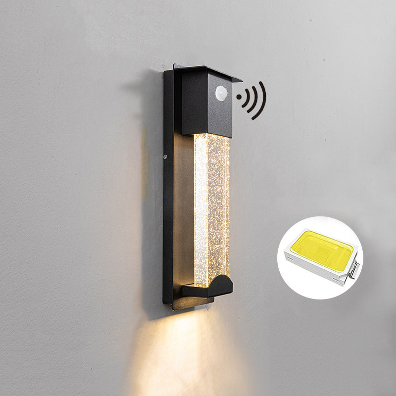 Modern Outdoor Wall Light with Crystal Glass and Motion Sensor for Porch
