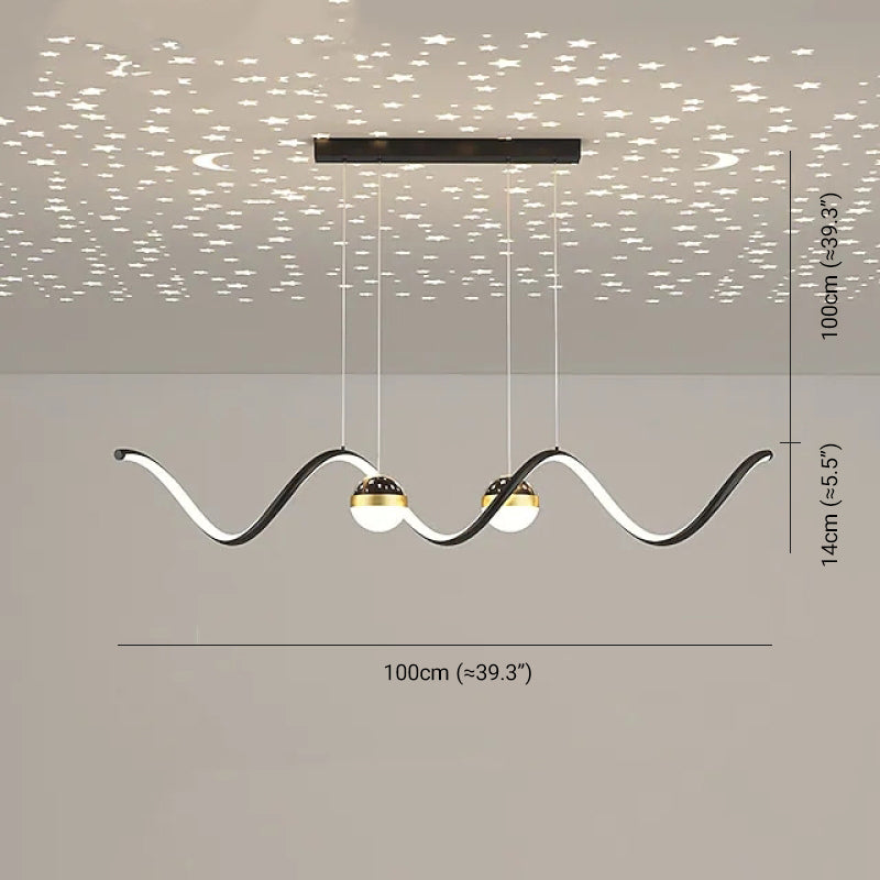 Luxury Curved Silhouette Squiggle Pendant Light