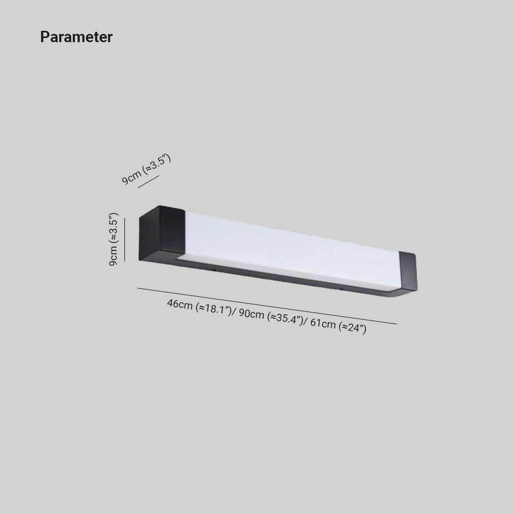 Ray Minimalist Linear Metal Outdoor Wall Lamp, Black