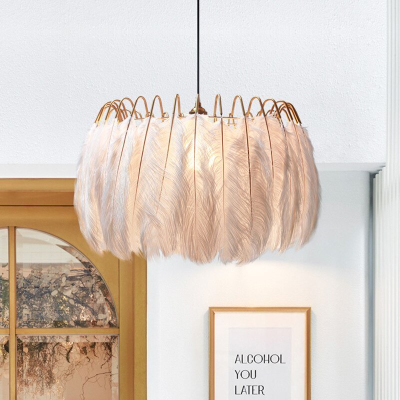 Luxury Feather Pendant Light Dimmable for Living Room