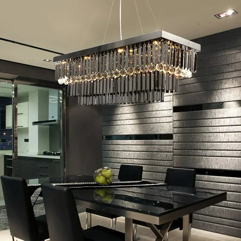 3 Tier Contemporary Rectangular Crystal Chandelier