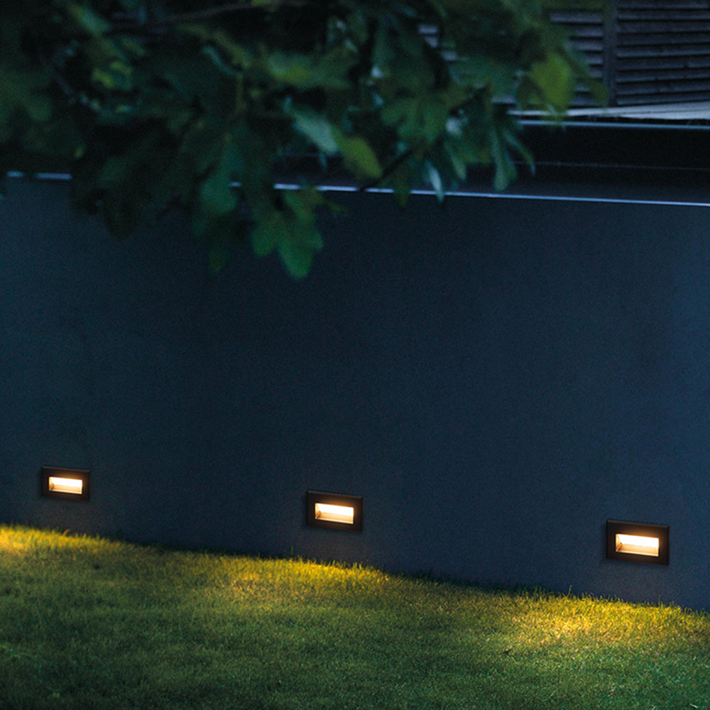 Ray Modern Metal Rectangular Outdoor Deck/Step Light, Black
