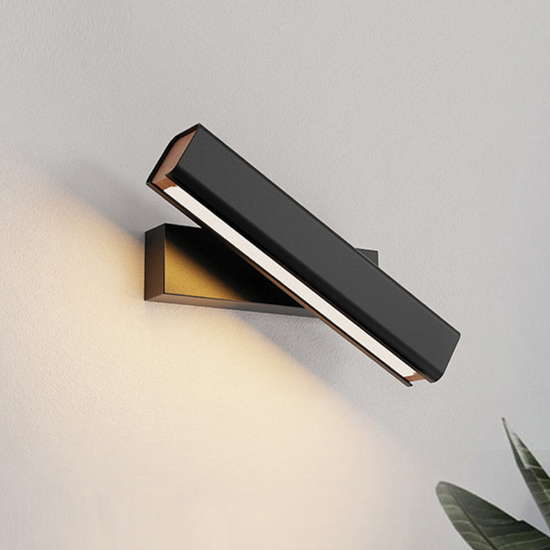 Minimalist Black Rectangular LED Wall Mounted Reading Light for Bedroom