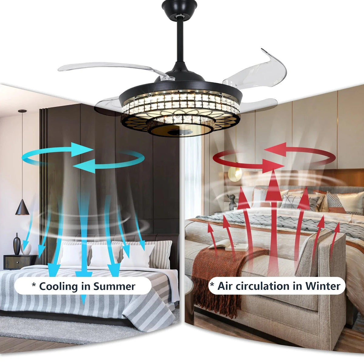 42" Ceiling Fan with Light and Bluetooth Speaker