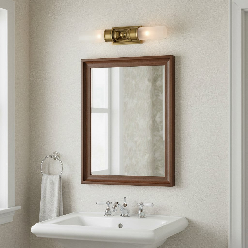 Elite Double Glass Contemporary Tube Wall Sconce