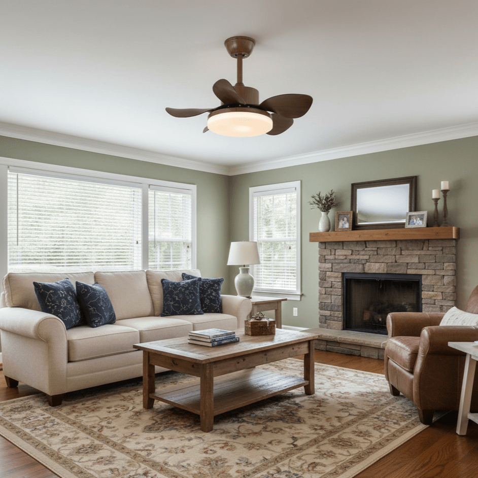 Modern Minimalist Walnut Ceiling Fan Light