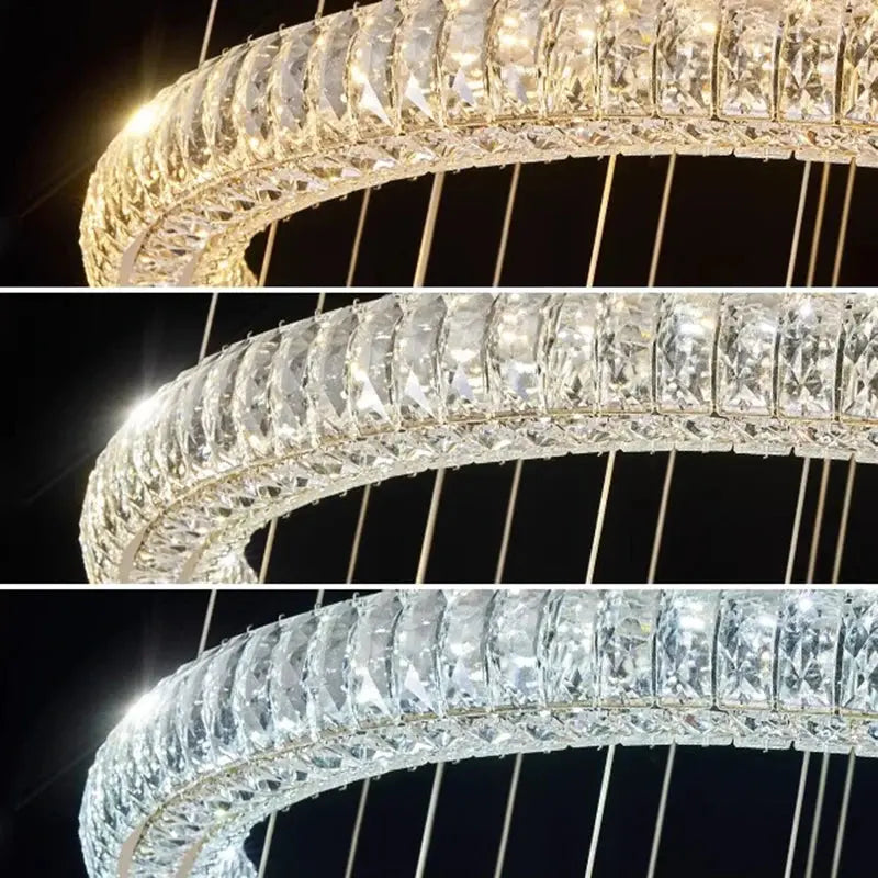 6 Ring Crystal Modern Stairway Lighting