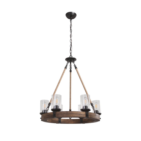 Elvian Industrial Modern Wood Chandelier