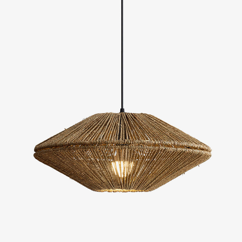 Sunburst Woven Straw Pendant Lamp