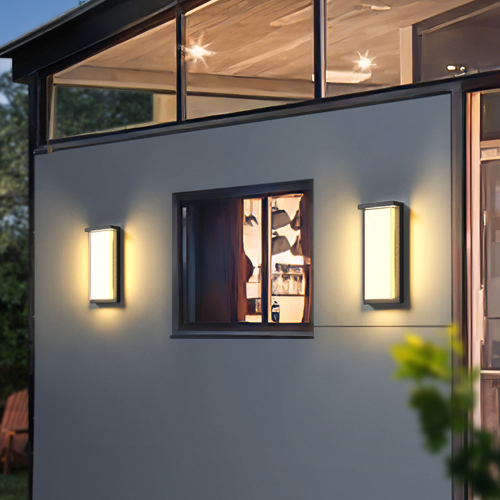 Ray Modern Minimalist Rectangular Metal Outdoor Wall Lamp, Black