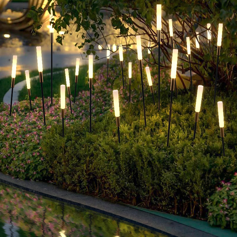 Ray Modern Metal Reed Solar Outdoor Black Post Light