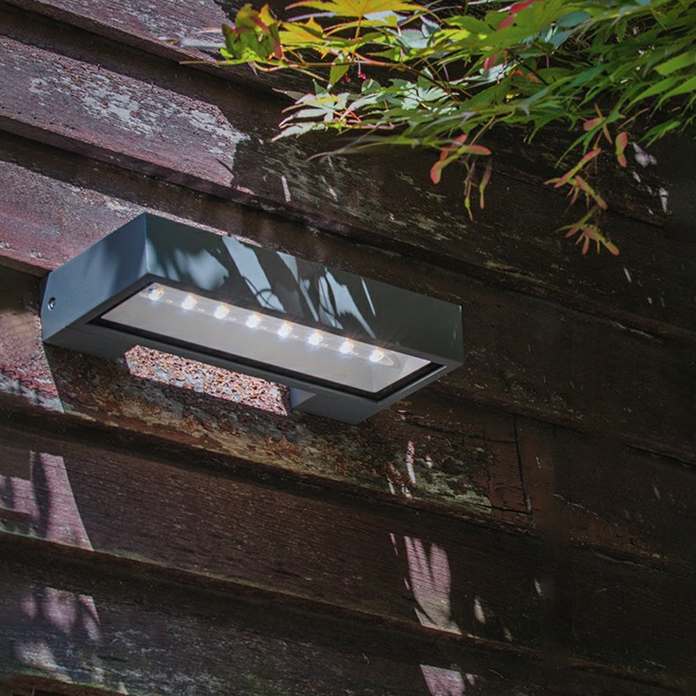 Ray Modern rectangular Solar Waterproof Outdoor Wall Lamp, Black