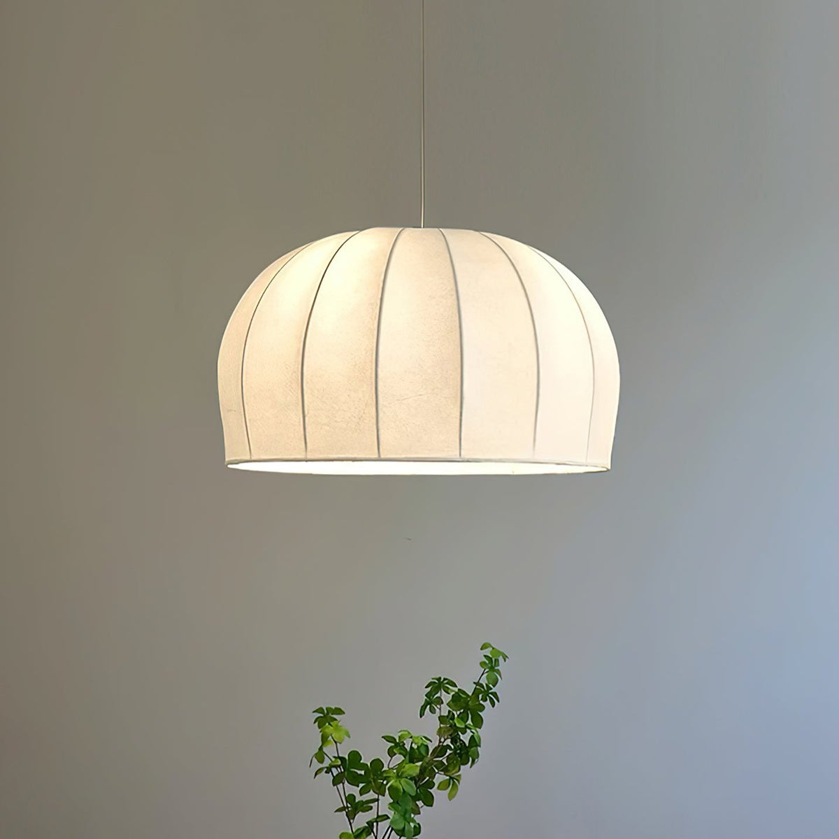 Fioeina White Fabric Dome Pendant Light
