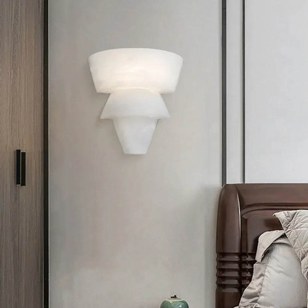Alabaster Tiered Cone Wall Light