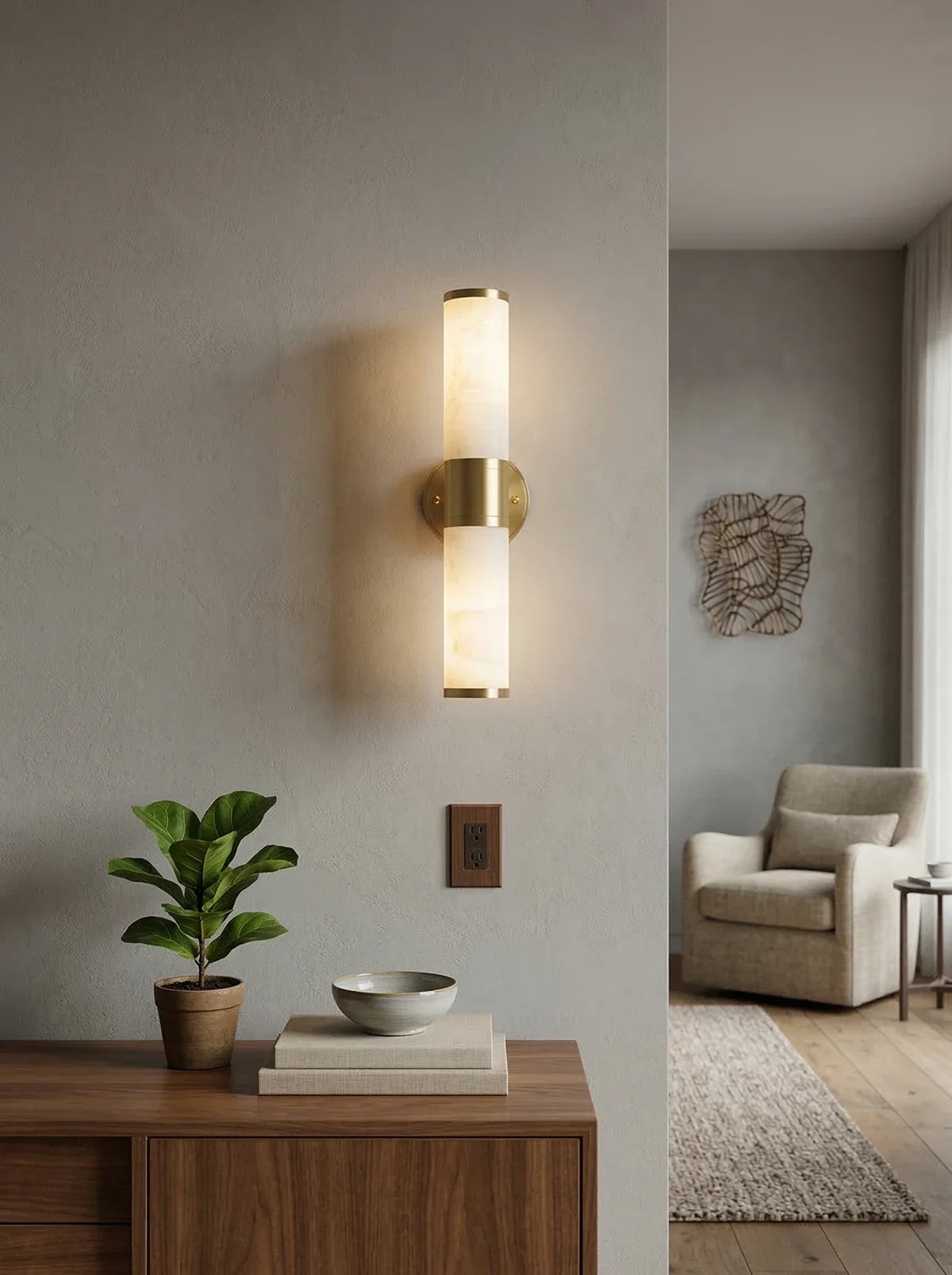 Alabaster Lampatron Cylindrical Wall Lamp