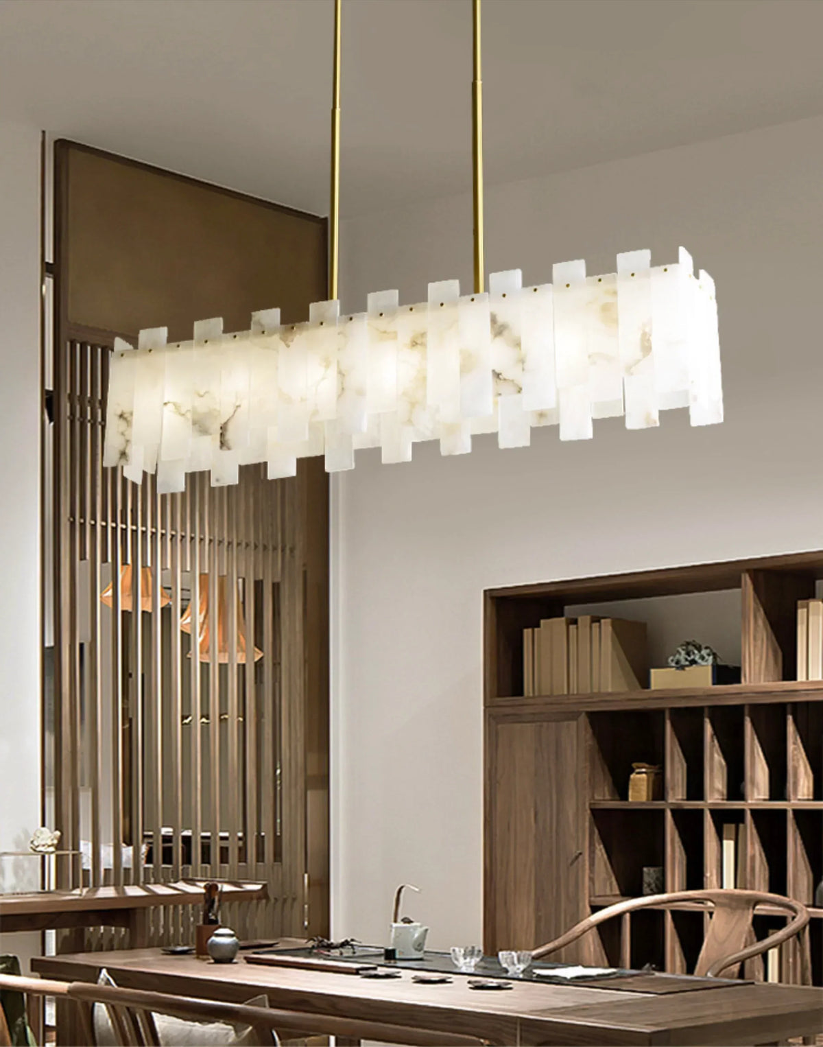 Alabaster Rectangular Linear Chandelier