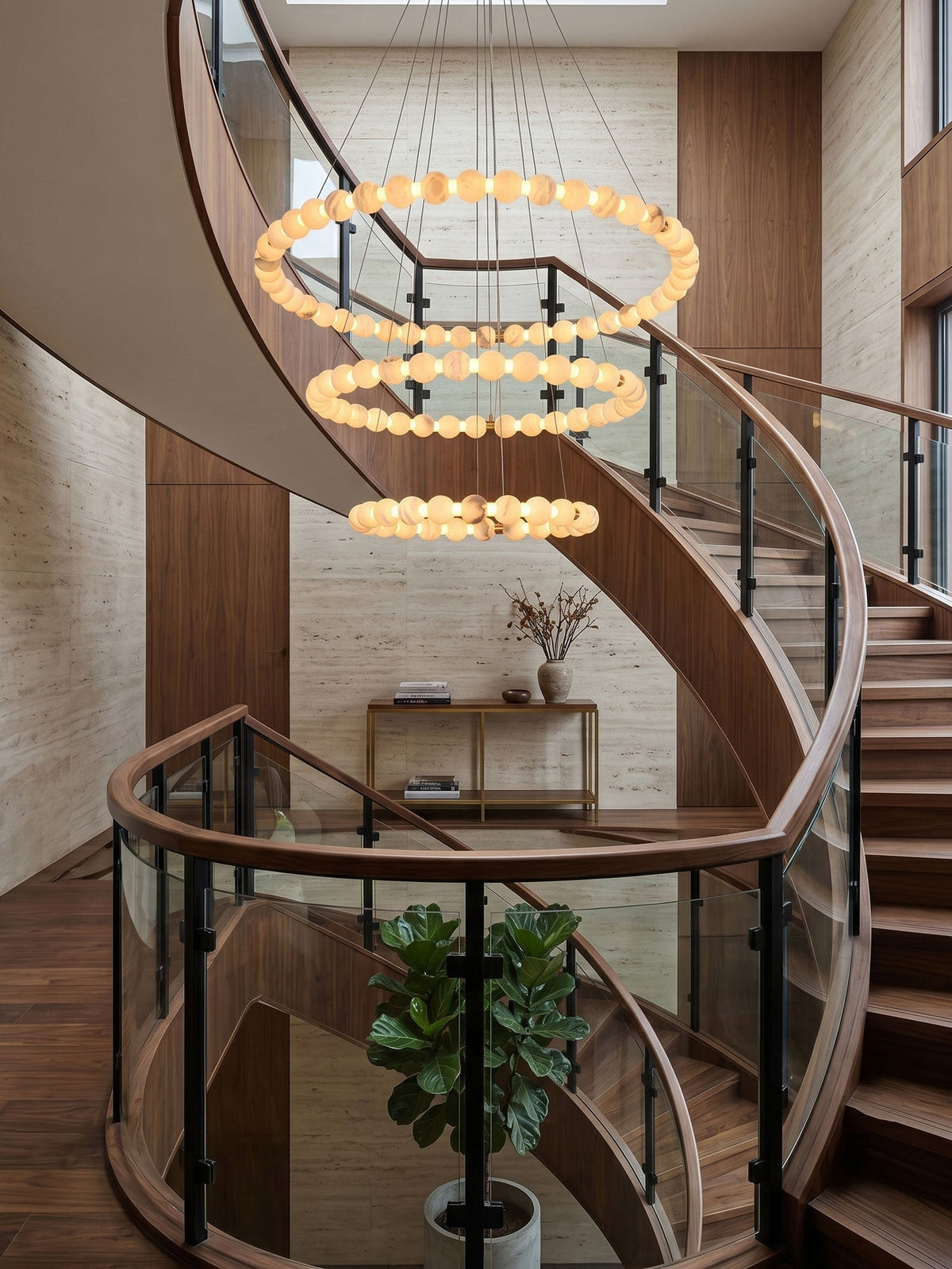 Chandelier Modern Marble Multi-Ring Bead Globe LED