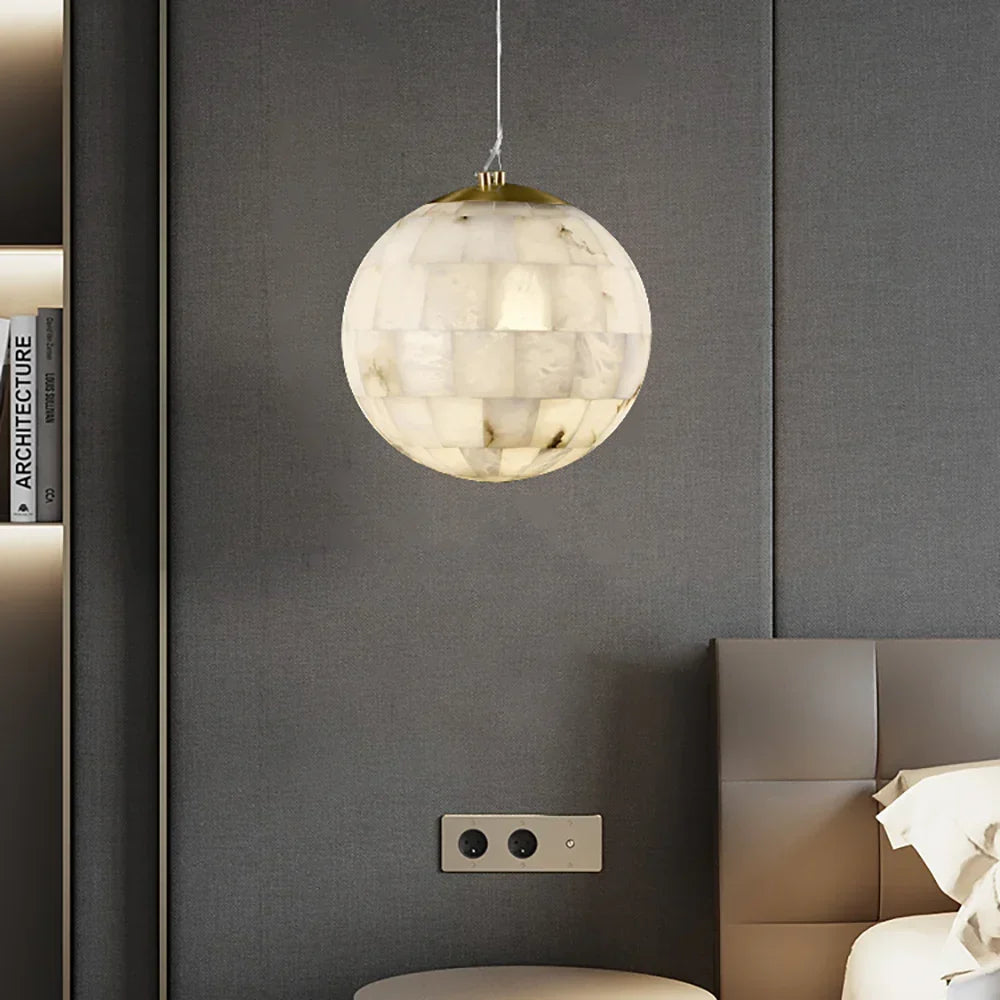 Alabaster Spherical Pendant Light