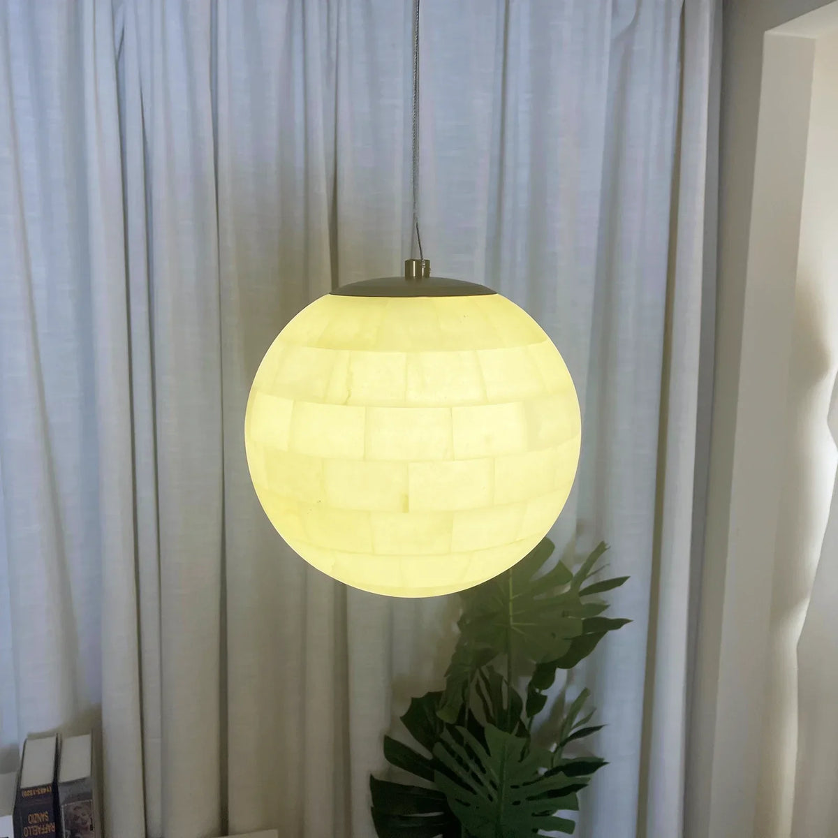 Alabaster Spherical Pendant Light