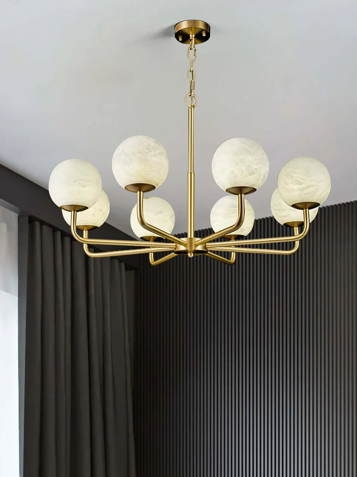 Gold Alabaster Round Chandelier