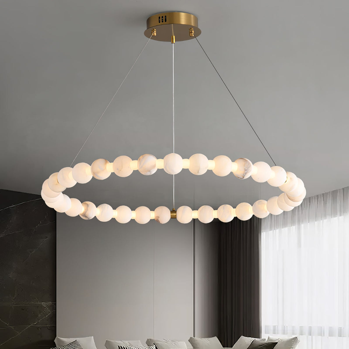 Chandelier Modern Marble Multi-Ring Bead Globe LED