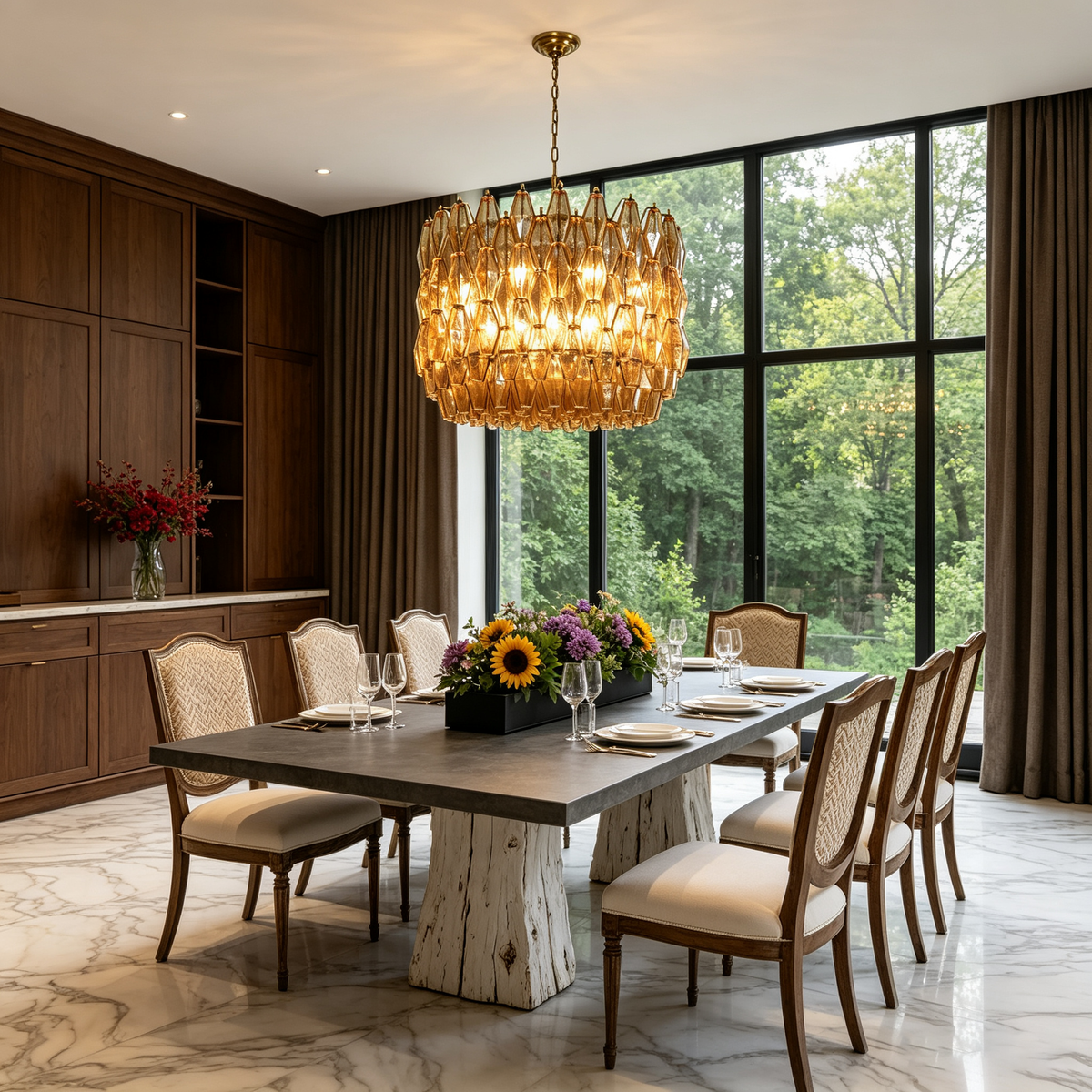 Amber Glass Prism Chandelier