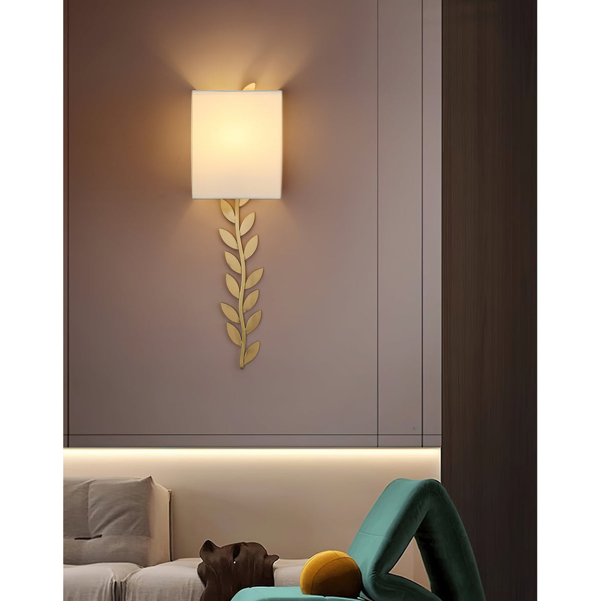 Plotuvyo Grove Brass Fabric Wall Lamp