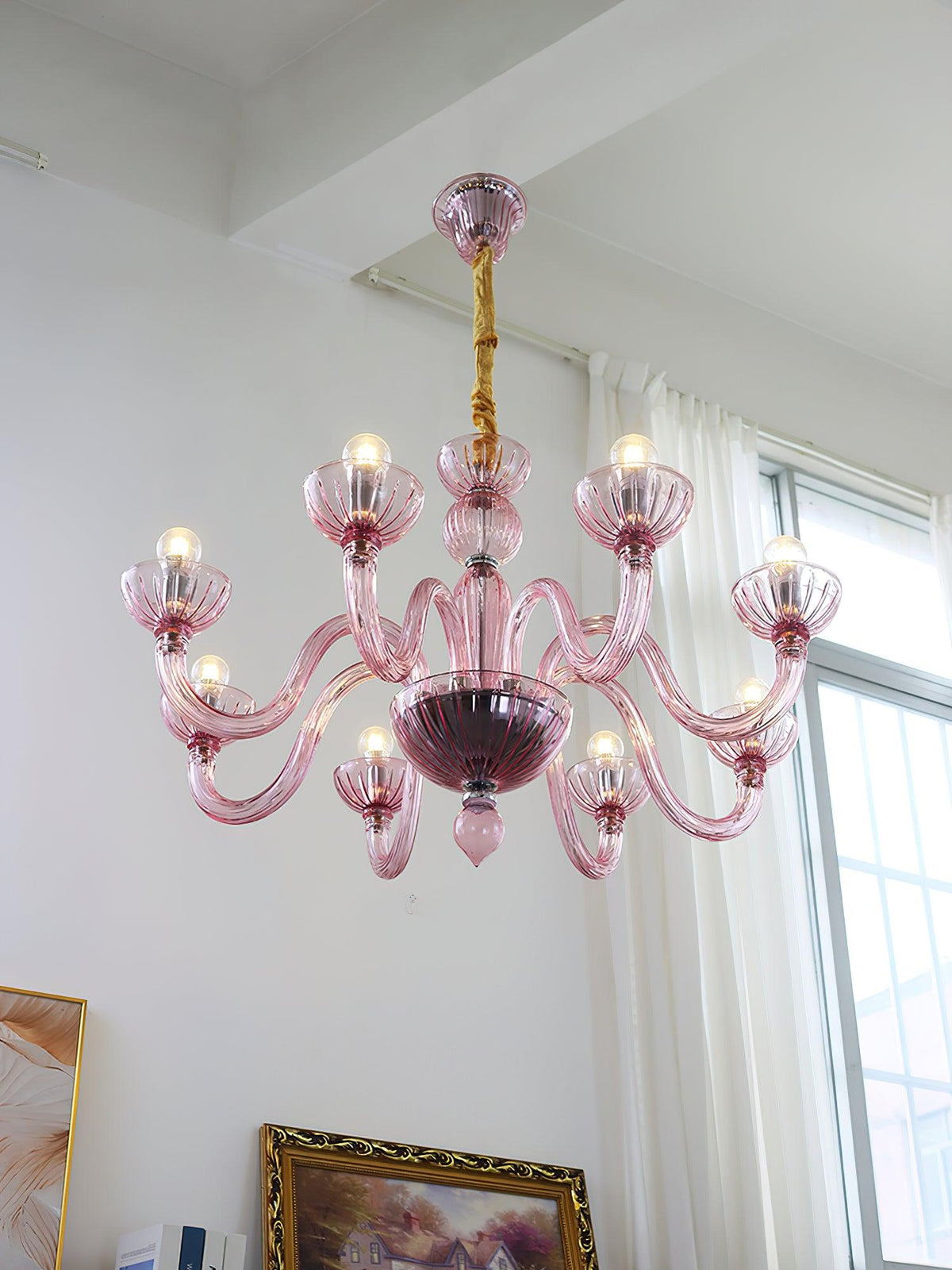 Green Calyx Art Glass Chandelier