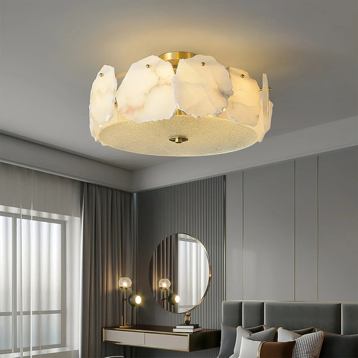 Alabaster Artze Brass Ceiling Light