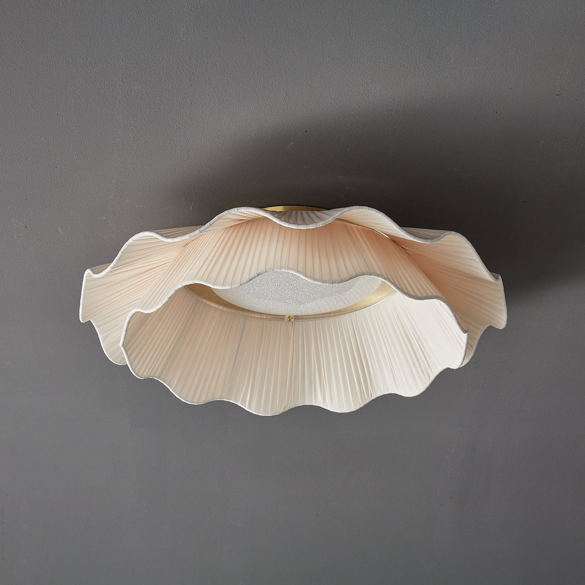 Mylirira Premium Elegance Wave Brass Fabric Ceiling Lamp