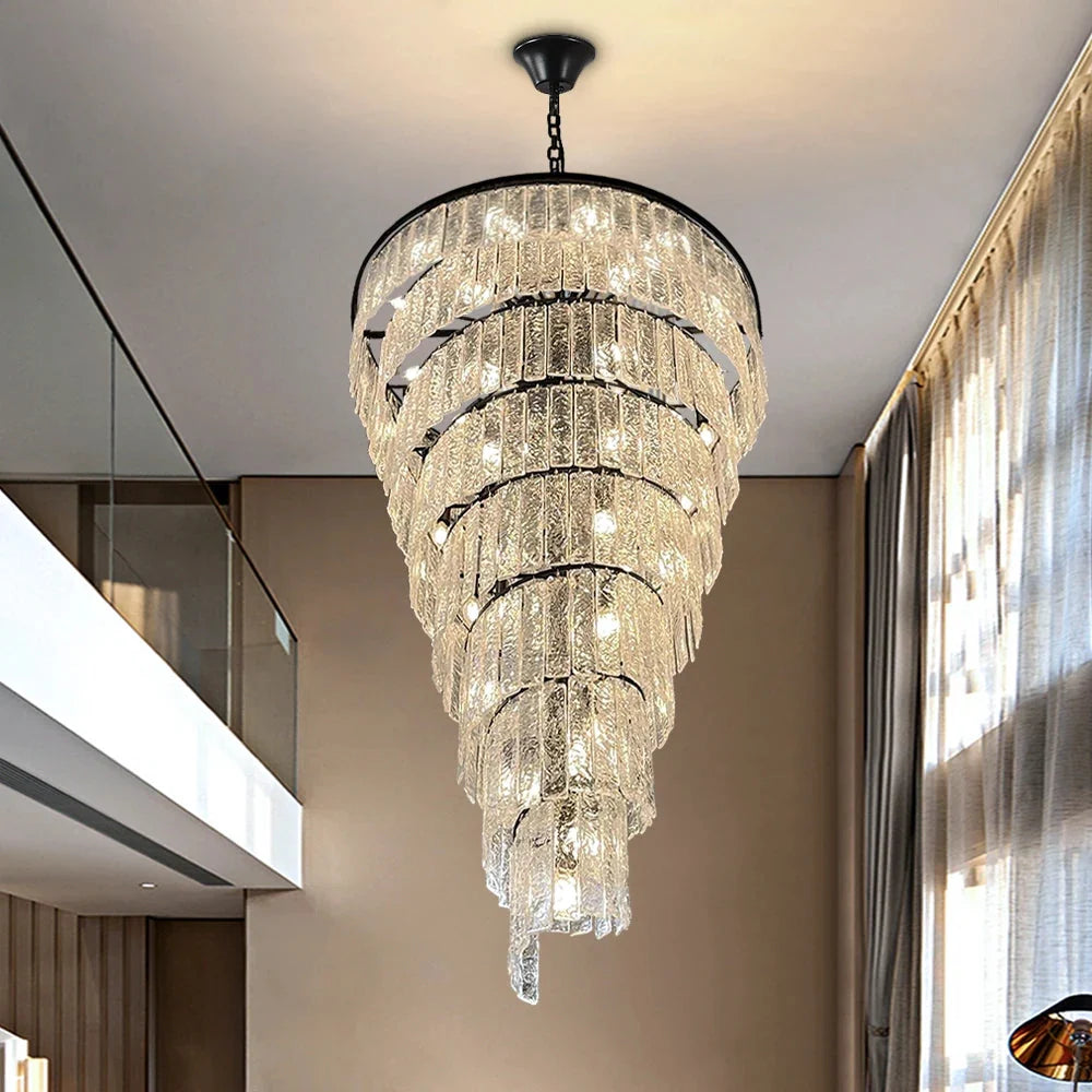 Assena Large Black high Ceiling Entryway Chandelier