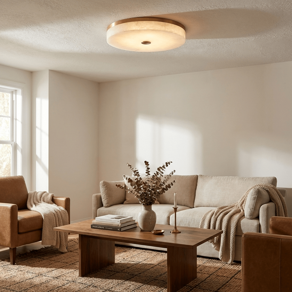 Round Ceiling Light Flush Mount Marble LED