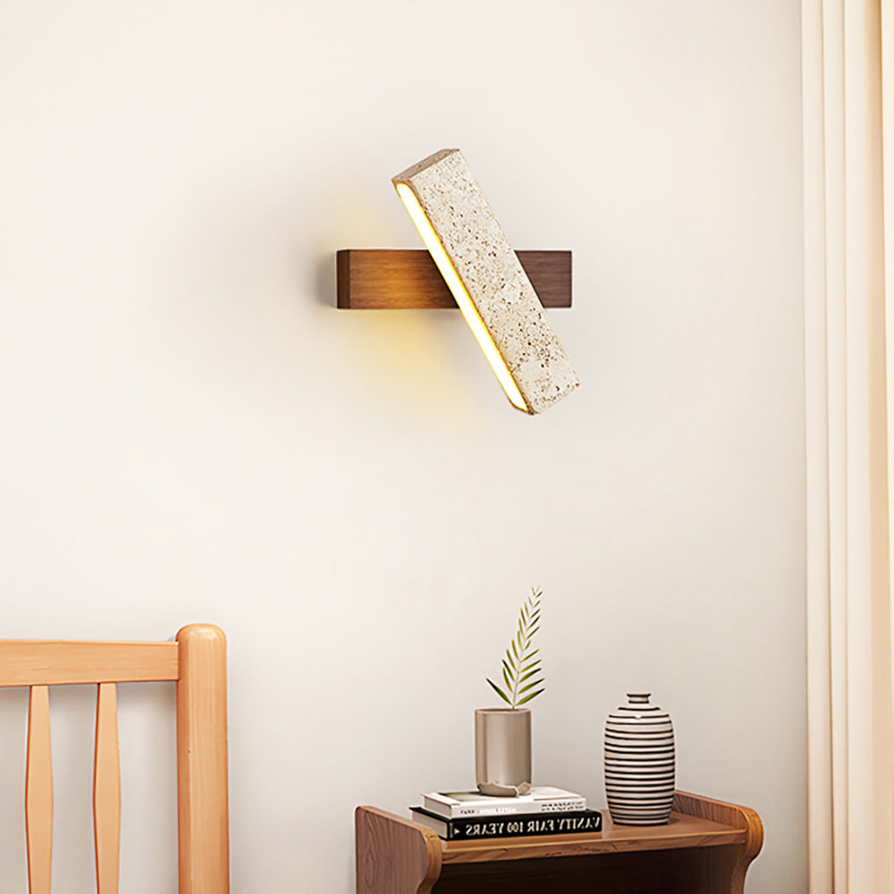 Ostruvyo Linear Walnut Travertine Wall Lamp