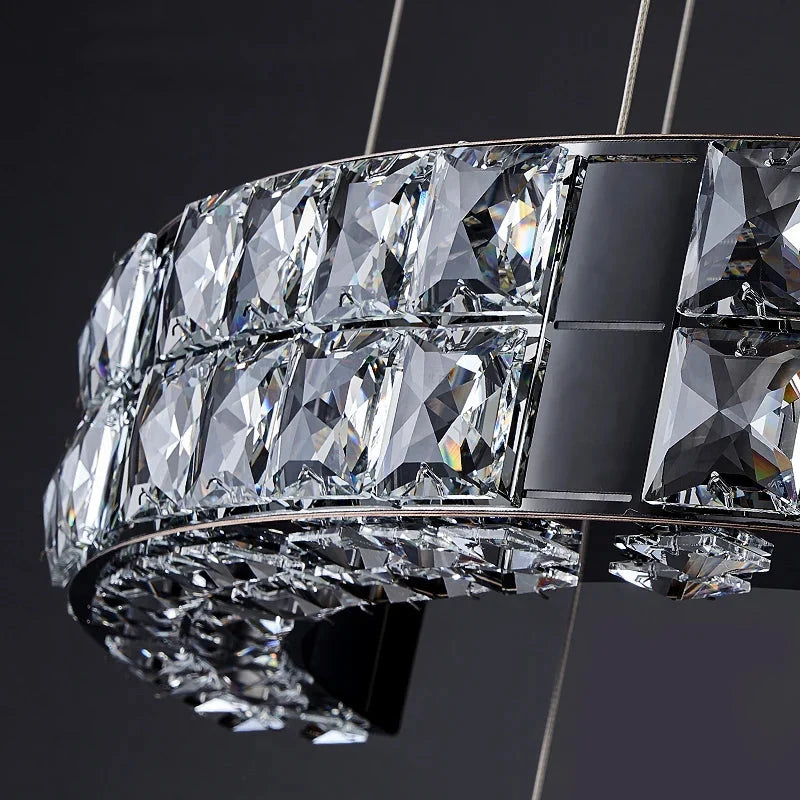 Aysha Black Crystal High Ceiling Entryway Light Fixture