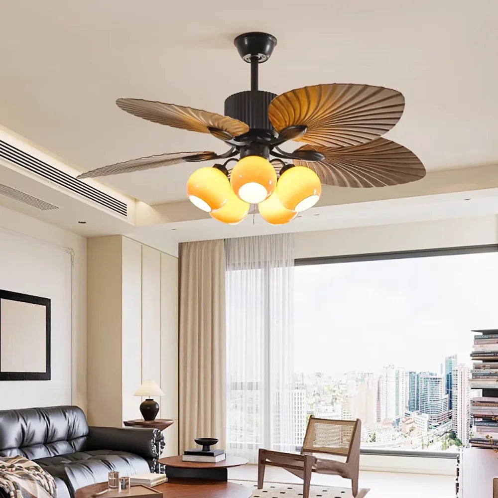 Banana Leaf Breeze Round Ceiling Fan Light