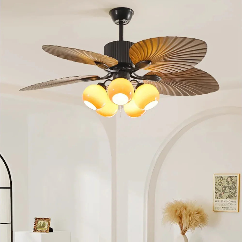Banana Leaf Breeze Round Ceiling Fan Light