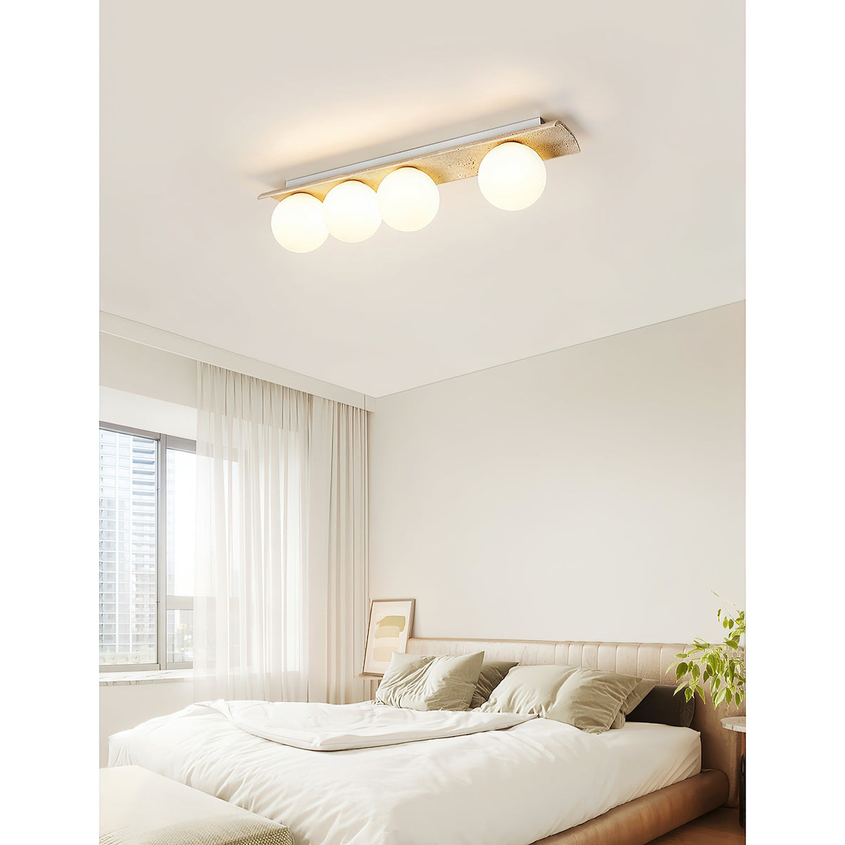 Bianca Globe Travertine Glass Ceiling Lamp