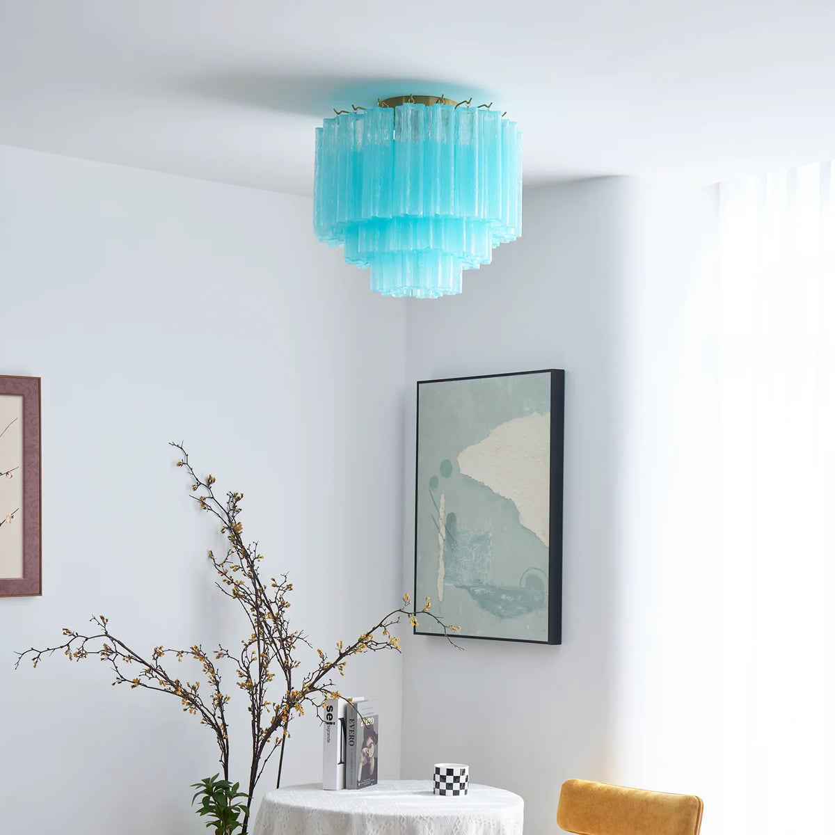 Blue Glass Tube Ceiling Lamp
