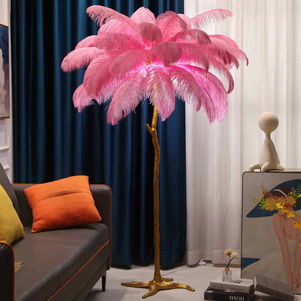 Ostrich Feather Floor Lamp Luxury, 16 Colors/Resin