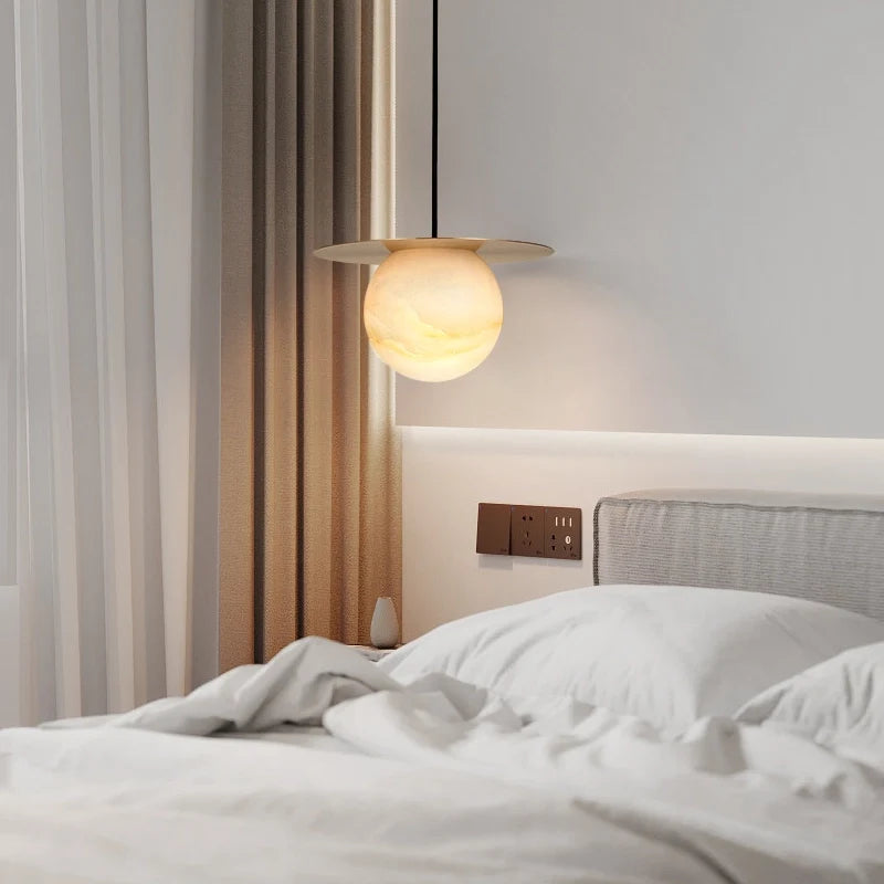 Saturn Round Alabaster Pendant Light