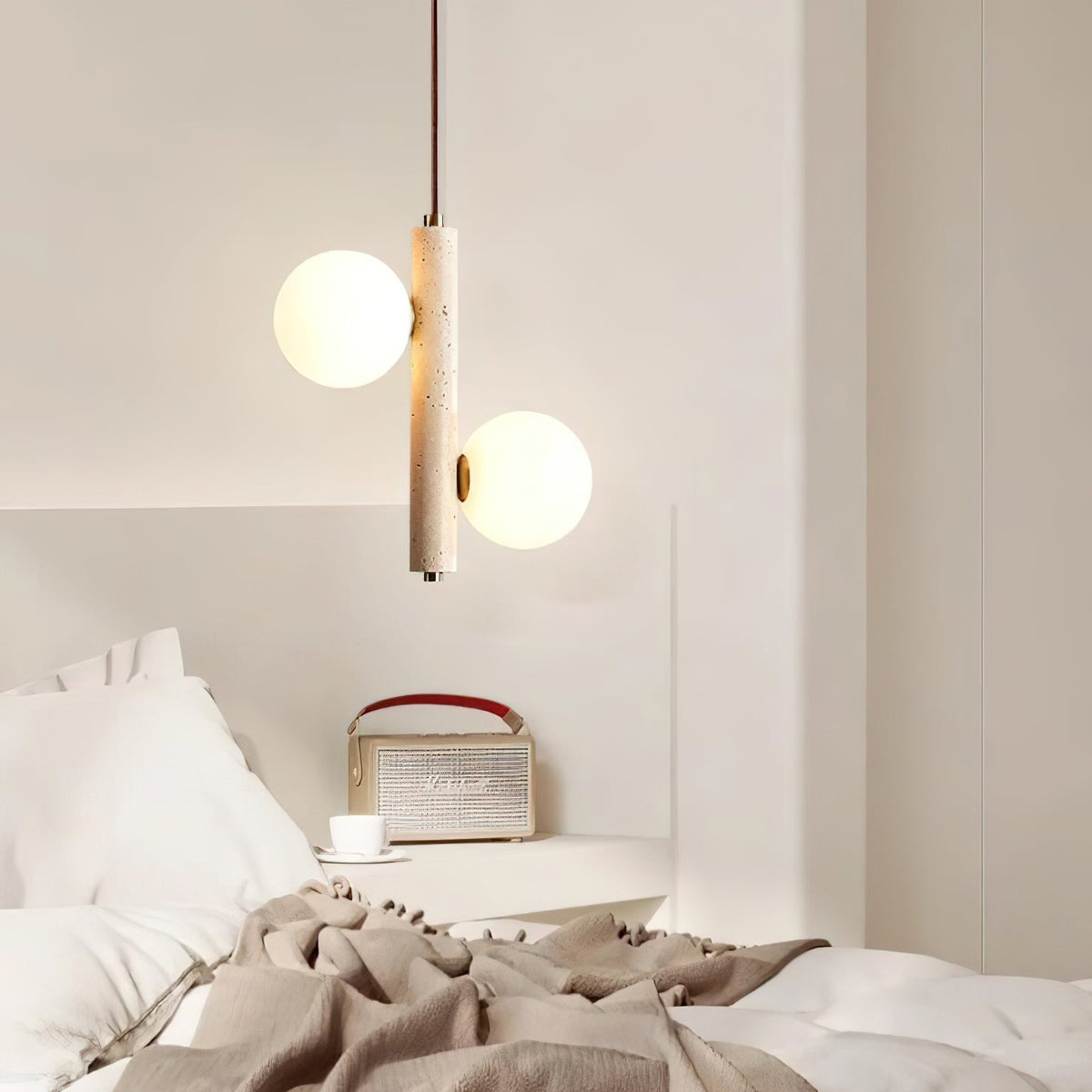 Travertine Ball Spheres Pendant Lamp